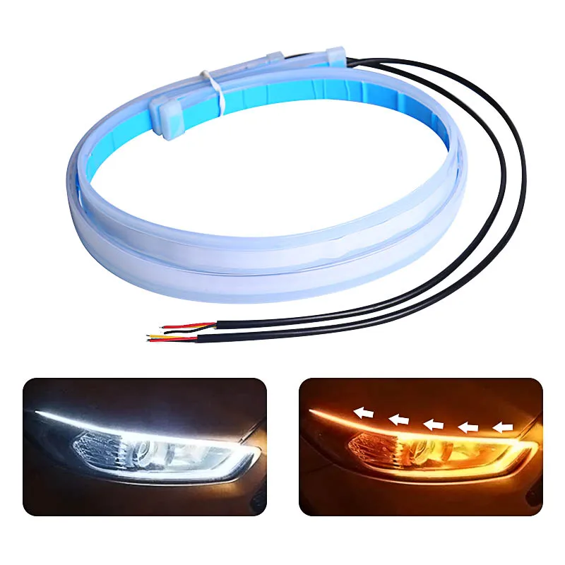 2 PCS DRL Car Flexible LED Daytime Running Lights Turn Signal Lamp Headlight Waterproof 30cm 45cm 60cm White Red Yellow Blue